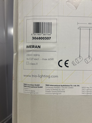 Ca. 25x Hanglamp 3-lichts Trio, Meran